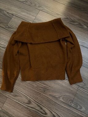 Cozy Off-the-Shoulder Sweater in Rich Brown